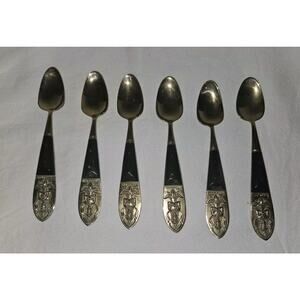 Siam Sitting Buddha Brass Black Handle Table Spoons Set 6 pieces Unbranded